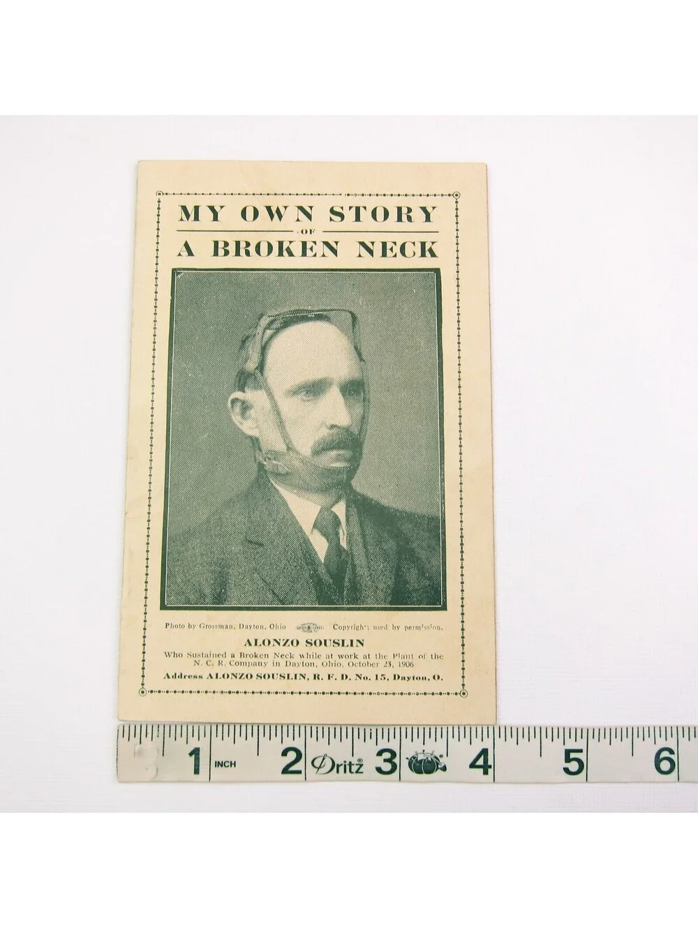 Antique 1906 Pamphlet Alonzo Souslin My Story of a Broken Neck NCR Dayton Ohio